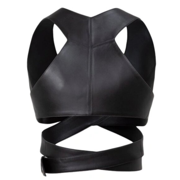 ALAIA Edition 1984 Wrap Black Leather Bustier Top - Picture 6 of 15